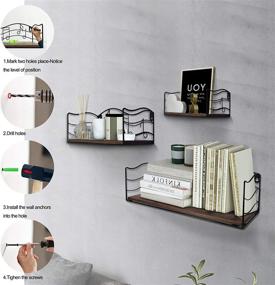 img 3 attached to 🎵 CRUGLA Floating Shelves Wall Mounted Storage Set of 3 with Music Notes Decor - Ideal for Bathroom, Kitchen, Living Room, Bedroom, and Office Room