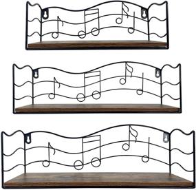 img 4 attached to 🎵 CRUGLA Floating Shelves Wall Mounted Storage Set of 3 with Music Notes Decor - Ideal for Bathroom, Kitchen, Living Room, Bedroom, and Office Room