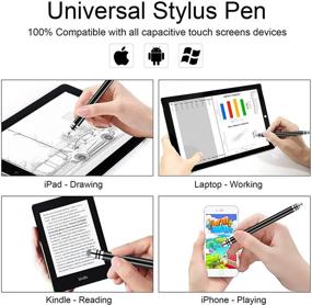 img 1 attached to Premium Stainless-Steel Fine Point Stylus Pens for Touch Screens, Compatible with iPad, iPhone, Android, Tablet, Laptop, Samsung, Kindle - with 7 Extra Replacement Tips (Black/Silver)