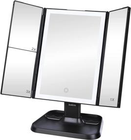 img 4 attached to 🪞 Smart Touch Screen Makeup Mirror - 72 LED Lights, 3 Colors, Trifold Vanity Mirror with 1X/2X/3X Magnifications