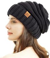 🧣 womens winter beanie hat – warm cable knit cap with stretch | trendy ribbed chunky style логотип