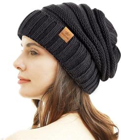 img 3 attached to 🧣 Womens Winter Beanie Hat – Warm Cable Knit Cap with Stretch | Trendy Ribbed Chunky Style