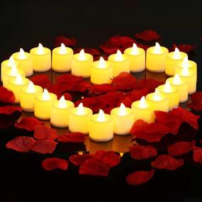 img 4 attached to 🌹 B2LOVER LED Candles 24 Packs Flameless Tea Lights with 1000 Packs Artificial Rose Petals - Perfect for Romantic Nights, Valentine's Day, Wedding Table Decor and Party Ambiance - Customizable Gift Box
