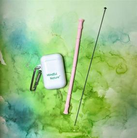 img 1 attached to 🌿 Mindful Nature Silicone Reusable Straw: Foldable Aqua Straw with Carrying Case & Cleaning Brush