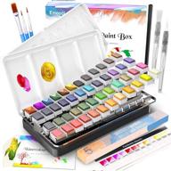 🎨 emooqi watercolor paint set: richly pigmented 42 colors + 6 metallic colors + brushes + paper - portable painting art supplies logo