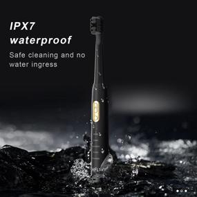 img 3 attached to 🦷 XFU 3 Dupont Brush Head Sonic Electric Toothbrush for Adults and Kids, 5 Modes, IPX7 Waterproof, Built-in 2 Minute Timer, 40,000 VPM XF-2011 (Black)