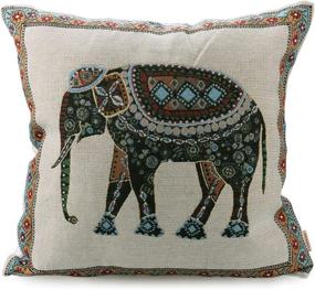 img 4 attached to 🐘 Luxbon Tapestry Jacquard Retro Indian Elephant Throw Pillow Case Sofa Couch Chair Cushion Cover Decorative 18"X18"/45x45cm - Elephant Print Home Decor