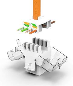 img 1 attached to 🔌 Без усилий при установке: AMPCOM CAT6 Кейстоун-разъем без инструментов RJ45 UTP - не требуется инструмент для проклепки! 10 штук в белом цвете.