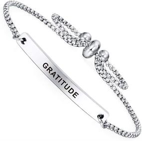 img 4 attached to Gratitude Dainty Cuff Bracelet by SOUSYOKYOSAM - Ideal Gift for Female Family Members, Teens, and Adults - Stylish Jewelry