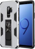 чехол samsung galaxy s9 plus galaxy s9 стандарт надежности военного класса, ударопрочный с подставкой и встроенным магнитным автомобильным креплением заводского изготовления составляющей бронежилета тяжелого типа, обеспечивающий повышенную защиту для чехла samsung galaxy s9 plus (цвет: серебро) логотип