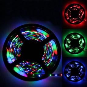 img 2 attached to 💡 Flexible Waterproof IP65 5M/16.4 Ft SMD 3528 300leds Multicolor Changing LED Strip Light Kit with Cuttable Light Strips + 24Keys IR Remote Control + Power Supply