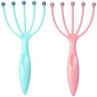 portable handheld scalp massager for deep relaxation & stress reduction in office, home, spa - father's day and mother's day gifts - pink+blue, 2-pack logo