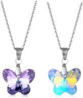 💜 stunning 2pcs crystal pendant necklace set: purple & yellow shining rhinestone jewelry for women and girls - perfect gift logo