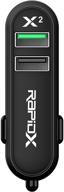 ⚡ fast-charging on-the-go: rapidx rxx2qcblk x2 car charger with quick charge - black logo