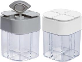 img 4 attached to Miayon 2 Pack 4-in-1 Transparent Spice Container Salt and Pepper Shaker 🧂 with Filter for Home, Restaurant, Camping, Travel, Cooking, BBQ - Spice Jars Essential