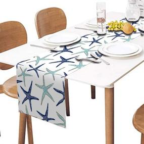 img 1 attached to 🌊 Stylish Coastal Nautical Turquoise Table Runner - Musesh, 13X72 Inch