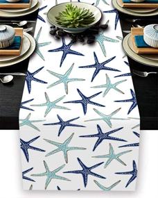 img 2 attached to 🌊 Stylish Coastal Nautical Turquoise Table Runner - Musesh, 13X72 Inch