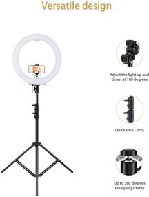 img 1 attached to 📸 Professional 18 Inch Ring Light Stand with Cell Phone Holder for Live Stream, Makeup, YouTube, TikTok, and Photography - Includes 5500K Led Ring Lights, ARO De Luz Compatible, and 240 Bulbs