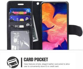 img 3 attached to 📱 ERAGLOW Galaxy A10E Wallet Case - Premium Black PU Leather Flip Cover with Card Slots & Kickstand