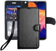 📱 eraglow galaxy a10e wallet case - premium black pu leather flip cover with card slots & kickstand logo