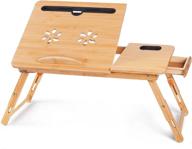 🍽️ бамбуковый лаптоп-лоток для кровати - многофункциональный столик для колен с наклонной поверхностью, складной завтракающий стол - идеально подходит для ноутбука, ipad, учебы, письма, чтения и приема пищи. логотип