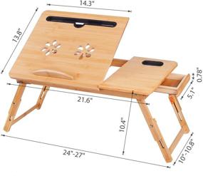 img 2 attached to 🍽️ Бамбуковый лаптоп-лоток для кровати - Многофункциональный столик для колен с наклонной поверхностью, складной завтракающий стол - Идеально подходит для ноутбука, iPad, учебы, письма, чтения и приема пищи.