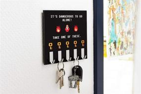 img 2 attached to 🔑 Geeky Home and Office Decor Wall-Mounted Key Holder - getDigital Dangerous to Go Alone Key Rack with 5 Metal Hooks - Dimensions 21 x 16 cm