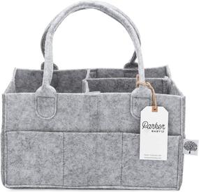 img 4 attached to 🍼 Parker Baby Diaper Caddy - Grey Nursery Storage Bin and Car Organizer for Diapers and Baby Wipes
