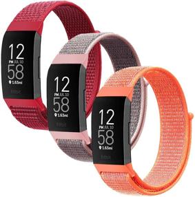 img 4 attached to Youther Nylon Watch Bands Compatible With Fitbit Charge 4/Charge 3/SE Wearable Technology