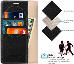 img 2 attached to 📱 Premium Genuine Cowhide Leather Wallet Case for iPhone 12/12 Pro 5G (6.1") - RFID Blocking, Credit Card Holder, Kickstand - Black