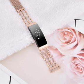 img 3 attached to 🌹 KOREDA Нержавеющая стальная металлическая цепочка для Fitbit Inspire/Inspire 2/Inspire HR - Розовое золото