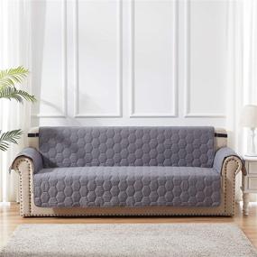 img 3 attached to 🛋️ SunStyle Home 100% Waterproof Sofa Cover: Honeycomb Quilted Furniture Protector with Adjustable Elastic Strap and Non-Slip Backing - Sofa - Dark Gray/Beige