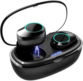 img 4 attached to 🎧 Беспроводные наушники Bluetooth с защитой IPX6 от воды - TWS, сенсорное управление, миниатюрные беспроводные наушники