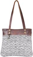 👜 myra bag tizzy s-1596: stylish upcycled canvas & leather handbag at best price logo