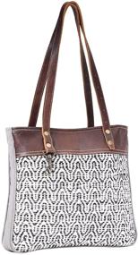 img 1 attached to 👜 Myra Bag Tizzy S-1596: Stylish Upcycled Canvas & Leather Handbag at Best Price