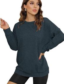 img 3 attached to 👚 XIEERDUO Women's Oversized Crewneck Long Sleeve Tunic Tops for Leggings