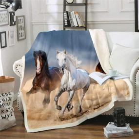 img 4 attached to 🐎 Horse Fleece Blanket: A Galloping Horse Plush Bed Blanket for Kids, Teens, and Youth