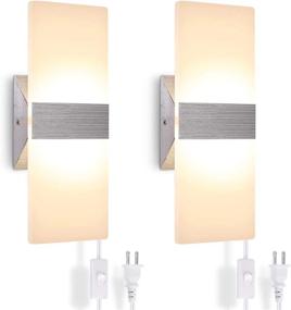 img 2 attached to 🌟 Enhance Your Space with this Set of Two Plug-in Wall Sconces - 15W Warm White Lighting, 170cm Cord and On/Off Switch Included