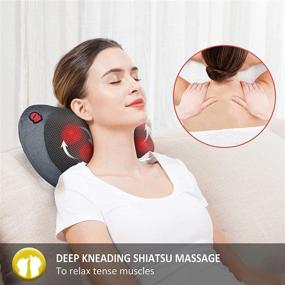 img 3 attached to 🌿 Shiatsu Massage Pillow with Heat - Neck and Back Massager for Office and Home, Electric Chair Massagers for Cervical, Shoulders, Calves, Legs, Thigh, Lower and Upper Back