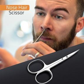 img 1 attached to 💈 Professional Curved Facial Hair Scissors for Men - Trim Mustache, Nose Hair & Beard Effortlessly - Versatile Use for Eyebrows, Eyelashes, and Ear Hair - High-Quality Stainless Steel (Silver)