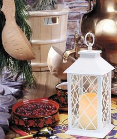 img 1 attached to 🕯️ YAKii 13" Decorative Candle Lantern with LED Flameless Candle and Timer - White, Indoor & Outdoor Hanging Lights for Thanksgiving & Christmas Day Decorations, Plastic LED Candle & Holder
