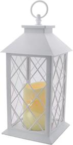 img 4 attached to 🕯️ YAKii 13" Decorative Candle Lantern with LED Flameless Candle and Timer - White, Indoor & Outdoor Hanging Lights for Thanksgiving & Christmas Day Decorations, Plastic LED Candle & Holder