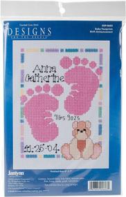 img 1 attached to 👣 Capture and Cherish Special Moments: Janlynn Baby Footprints Magenta Frame Cross Stitch Kit, 14 Count, 5x7 Inches