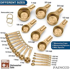 img 2 attached to 🥄 Paincco Copper Measuring Cups & Spoons Set of 21 - Stackable Stainless Steel, for Dry and Liquid Ingredients