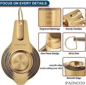 img 3 attached to 🥄 Paincco Copper Measuring Cups & Spoons Set of 21 - Stackable Stainless Steel, for Dry and Liquid Ingredients