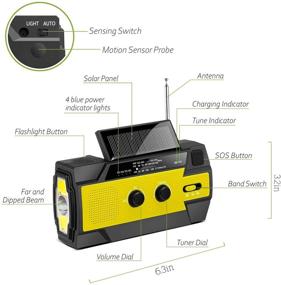 img 1 attached to 📻 [2021 Best] Emergency Hand Crank Radio: 4000mAh Portable Weather Solar Radios with Motion Sensor Reading Lamp, 3 Gear LED Flashlight, SOS Alarm, Cell Phone Charger, AM/FM/NOAA (Yellow, 4000 mAh)