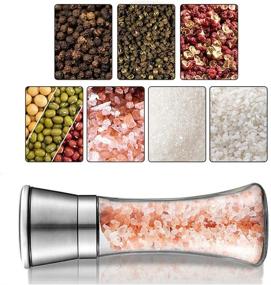 img 1 attached to 🧂 Celiseaya Stainless Steel Salt and Pepper Grinder, Elegant Salt & Pepper Mill Shaker, Adjustable Coarseness, Refillable - Sea Salt, Black Peppercorn Mill for Kitchen & Dining (T1)