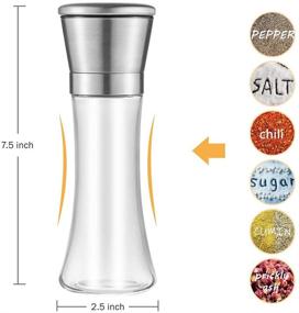 img 3 attached to 🧂 Celiseaya Stainless Steel Salt and Pepper Grinder, Elegant Salt & Pepper Mill Shaker, Adjustable Coarseness, Refillable - Sea Salt, Black Peppercorn Mill for Kitchen & Dining (T1)