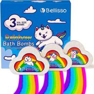 🌈 набор ванных шариков bellisso rainbow для детей - набор из 3 штук - таблетки цвета облачного единорога для веселого спа - идеальный подарок для женщин и девочек - расслабляющие душевые продукты для дома логотип