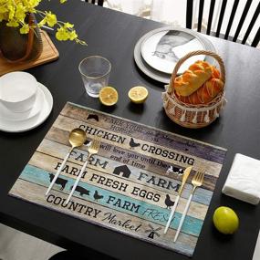 img 1 attached to 🐔 Durable Farmhouse Placemats: Non-Slip, Washable, and Stain-Resistant